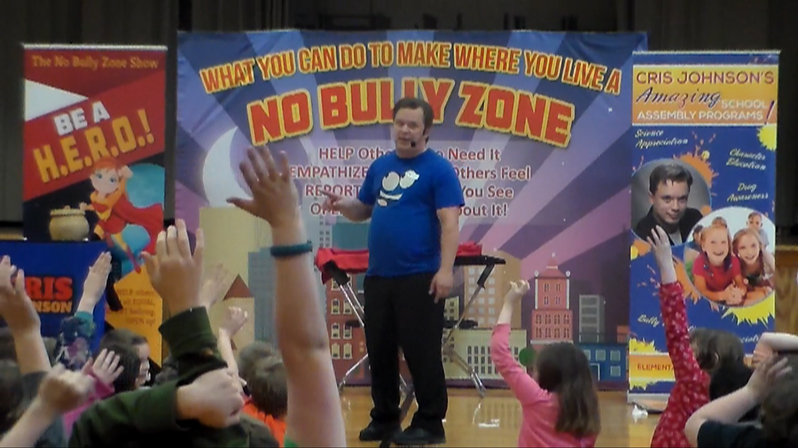 No Bully Zone, anti-bullying, bullying prevention, bullying prevention assembly, Cris Johnson