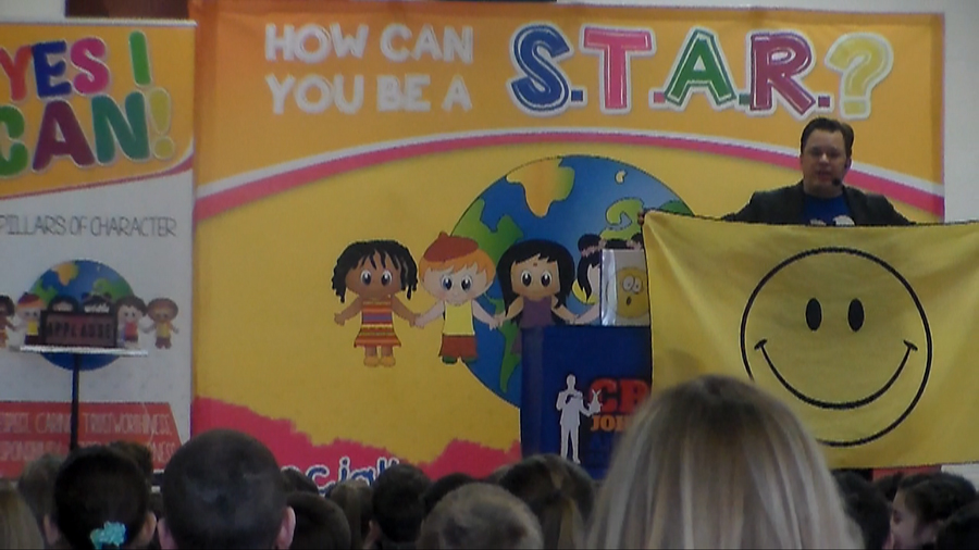 Yes I Can, character education assembly, character, elementary schoo, Cris Johnson