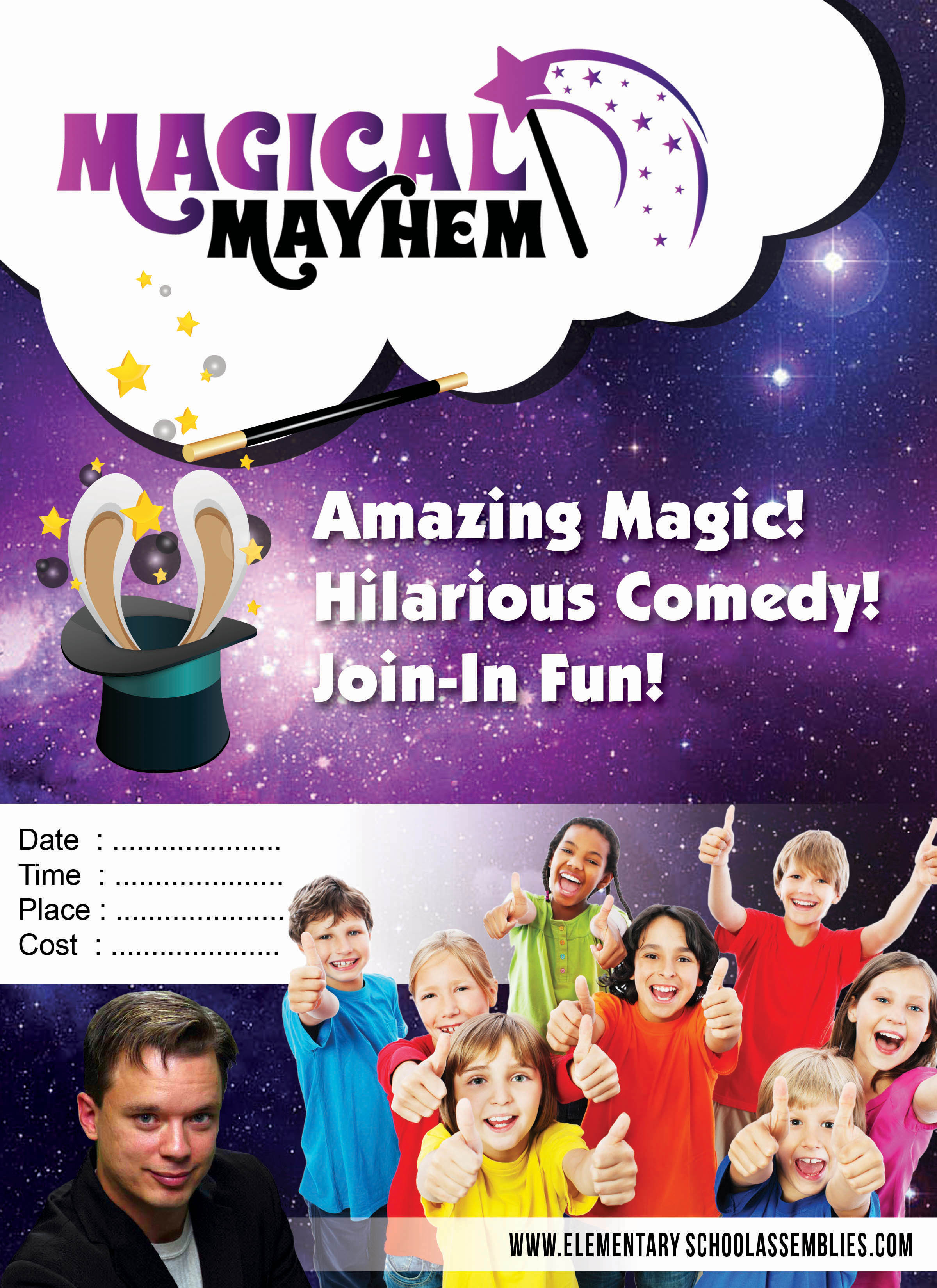 PTA fun night school assembly magic show flyer