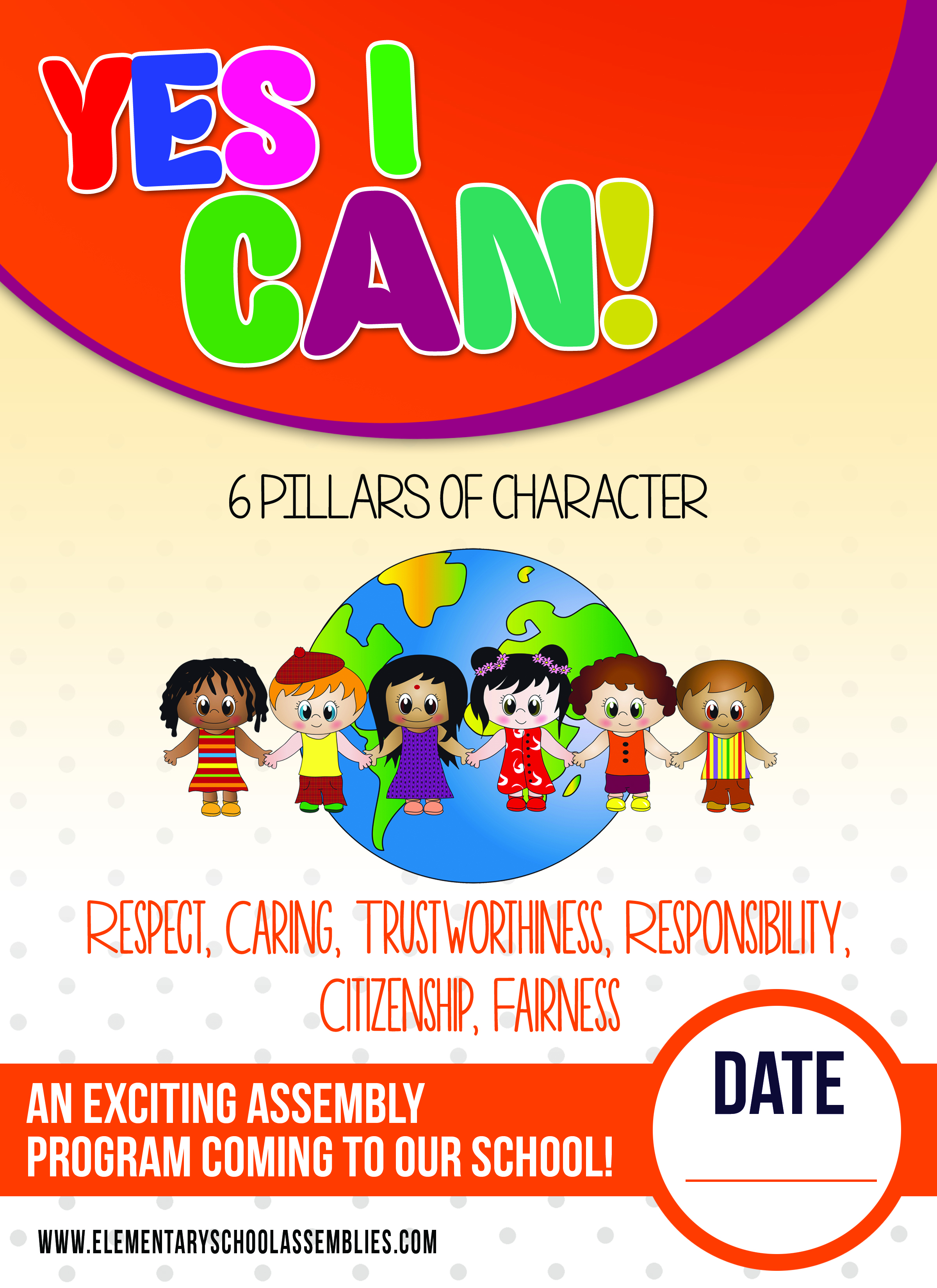 school assembly character education flyer